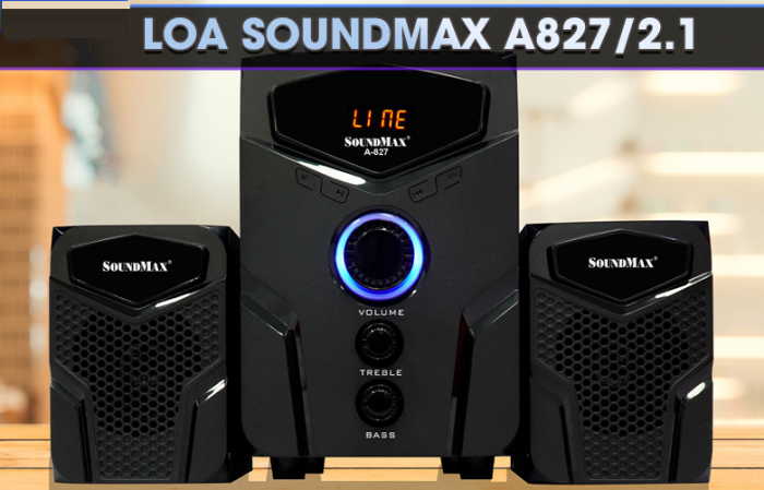 Loa vi tính SoundMax A827 (2.1) 20W, Đen